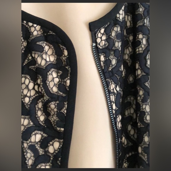 TRINA TURK BLACK LACE BOMBER JACKET SIZE 4 - Picture 8 of 16